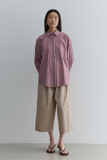 Fahhar Oversize Striped Shirt Claret Red