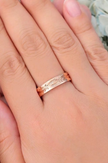 My Diamond Unisex Dal Ve Yaprak Tasarım 14 Ayar Altın Alyans Yüzük