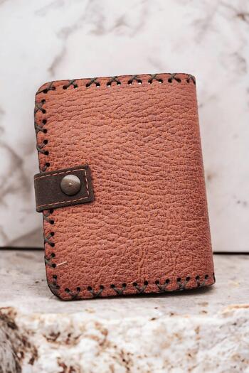 Fildişi Aksesuar Handmade Women's Wallet Vegan Leather Brown Color with Female Figure Image