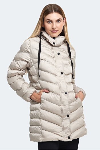 Slazenger Winter Zipper Hooded Waterproof Women's Coat White
