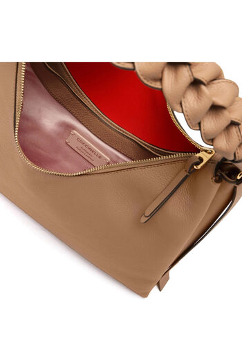 Coccinelle Zip Zipper Monochrome Shoulder Bag with Logo Detail for Women