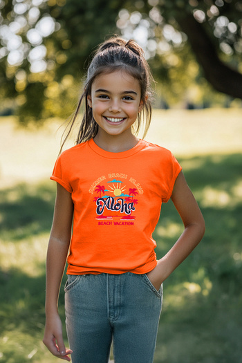 TRENDYOLKIDS Orange Knitted T-Shirt - Printed, Tkdss25Ts00050