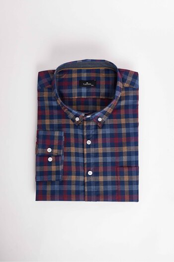 Tudors Plus Size Plaid Buttoned Collar Men's Shirt