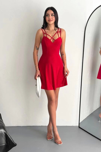 soonaksesuar Slim Double Strap Mini Dress