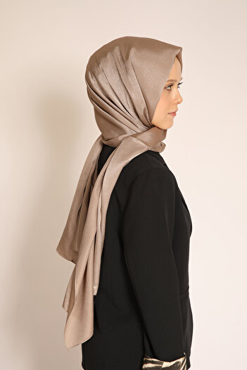 BERCHEM SCARF Akel Plain Aura Beige Satin Shawl – Shiny, Soft and Stylish Hijab Shawl Model