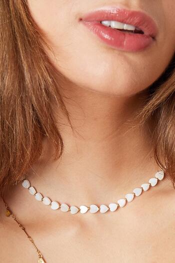 New Obsessions Natural Bohemian Heart Necklace from Natural Mother of Pearl - Handmade