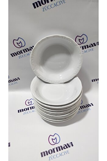 Porland Porselen Anadolu Beyazı 12 Adet 16 Cm (KÜÇÜK) Çukur Yemek Tabak