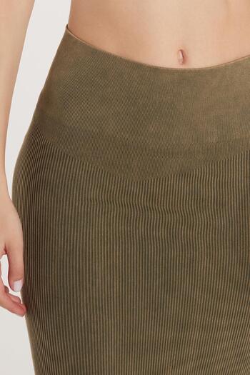 Tudors Women's Slim Fit Cotton Plain Long Khaki Skirt