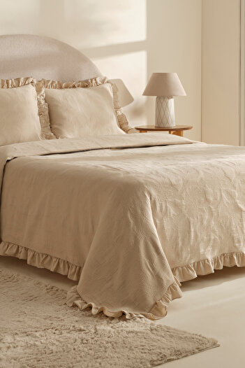 Karaca Home Lavinya 100% Cotton Double Bed Cover Set Beige
