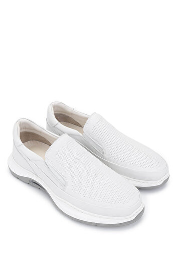 Tamer Tanca Men's Genuine Leather White Casual Shoes