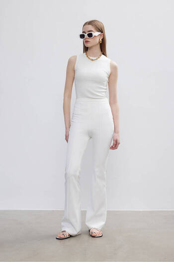 BE BLUE Ecru Spanish Leg Trousers