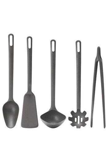 IKEA 5 Pieces Grey Ladle Spoon Set Kitchen Ladle Meridiandokan 5 Pieces Grey Color Anti-Scratch