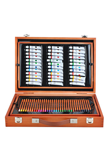 zola Painting and drawing set 174 pieces, wooden bag, complete for little artists, 44.5x31x9.6 cm