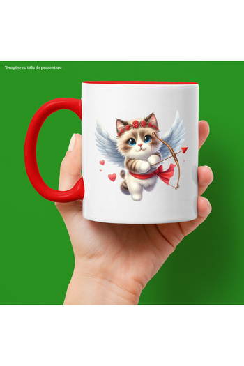 StoryGift Romania Cana Cu O Pisicuta Birmaneza Cupidon | Ilustratie | Aripi | Zboara | Indragostir, Cu ,stg