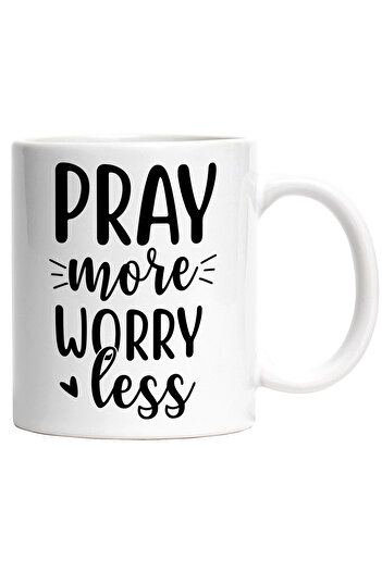 StoryGift Romania Mug with a heart and a message that encourages you to pray more and to take care of yourself, with a white handle