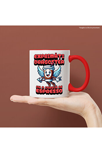 StoryGift Romania Express your love with an espresso cup, 330ml, Ceramic with Red Handle, With Ma,STG
