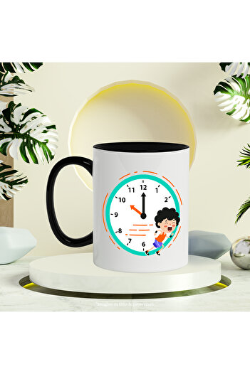 StoryGift Romania Cana Cu Ceas, Cronometru, Sportiv, Atletism, Alergare, Timp, Multicolor 330 ml, , Cu Maner Negru