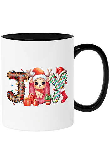 StoryGift Romania Mug with a little reindeer with the message "Joy", Merry Christmas, illustration, winter, happy, With,STG