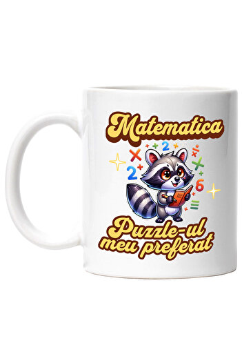 StoryGift Romania Cana Matematica Puzzle-ul meu preferat scoala educatie, 330ml, Ceramic cu Maner , Cu Maner Alb