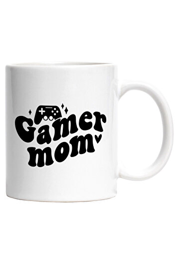 StoryGift Romania Cana cu inimioara si controller cu textul "Gamer mom" - mama jucatoare pasiune c, Cu Maner Alb