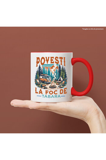 StoryGift Romania Mug with Camping In Nature Caravan Text Campfire Stories, Adventure, Ceramics, With, STG