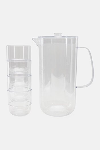 Cambridge Fete Collection Drinking Tumblers Serving Jug 5 Piece Set, Transparent