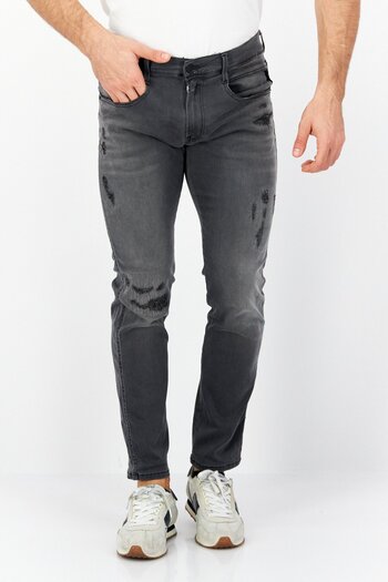 Replay Men Slim Fit Rip Stretchable Jeans, Black
