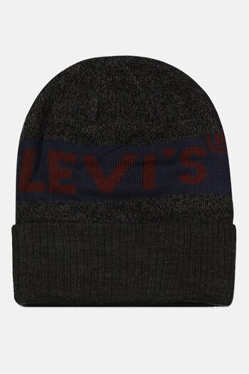 Levi's Men Brand Logo Beanie, Grey Combo