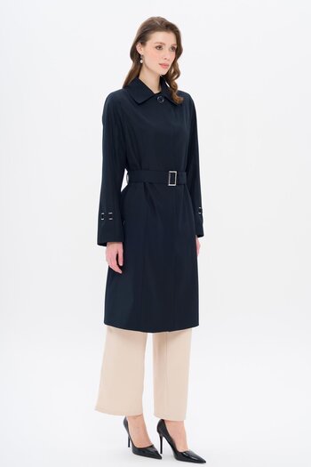 Olcay Large Size Trench Coat Shirt - Lapel Belt Detail