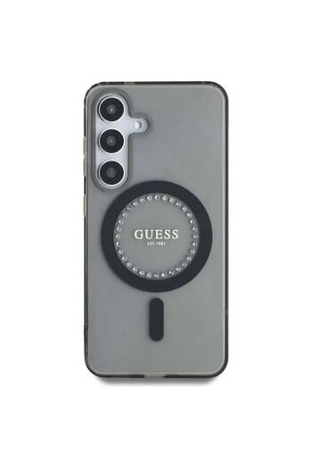 Guess Case for Samsung Galaxy S25 IML Rhinestones MagSafe, - Black