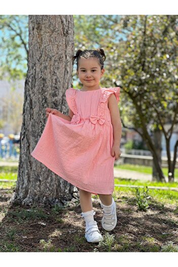 Pollito Girl's Bow Detailed Muslin Dress
