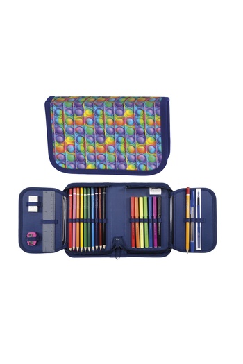zola Fitted pencil case, 23 pieces, 1 zipper, 2 flaps, Pop It model, 20 x 13 x 4 cm