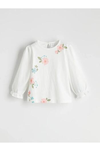 LC Waikiki Lcw Kids Ecru Crew Neck Floral Girl's Blouse