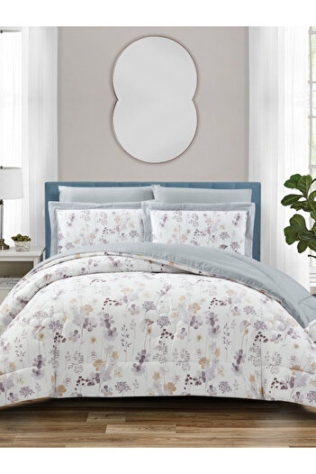 Donetella Comforter Set King Size, 6-Pcs, 260x240 cm, Printed, All Season, Microfiber, 350 GSM