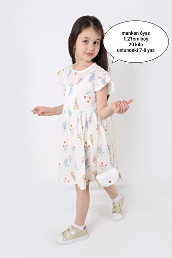 aden kids Κοριτσίστικο φόρεμα με λουλούδια, βρεφικό φόρεμα- με τσάντα δώρο