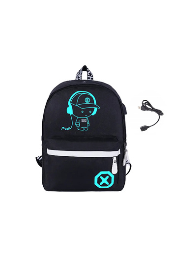 zola Teenage backpack, reflective, USB, headphone jack, 40x32x15 cm