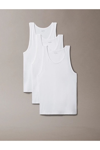 Calvin Klein Men White Pack of 3 Lounge Tank Tops