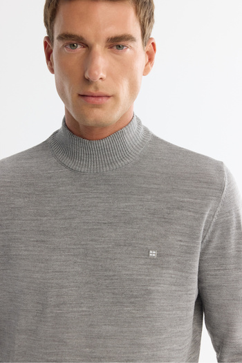 Avva Men's Gray Half Turtleneck Non-Pilling Knitwear Sweater E 005001