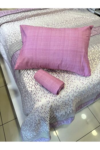ŞENER HOME Lilac Single Section Patterned Sheet and Pique Set - Elastic
