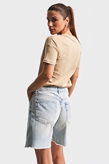 its basic Γυναικείο μπλουζάκι μπεζ χρώματος S5-117 Crew Neck Basic