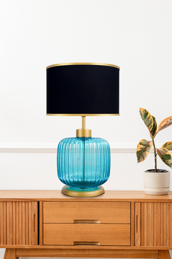 MINIMAL ETICARET VE BILGI TEKNOLOJILERI Intense Sapphire Blue - Black - Glass Lampshade