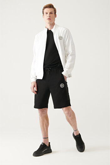 Avva Men's Black Side Pocket Printed Shorts A31Y3600