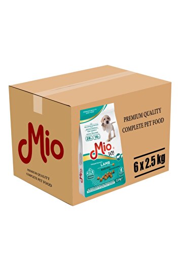 MİO Junior dog food❤️ 15 Kg, Box of 6 Bags of 2.5 Kg Mio Dog granules, puppy food⭕, Puppy lamb food