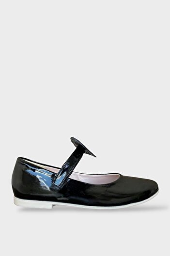 Liger Girl's Black Heart Ballerina Shoes