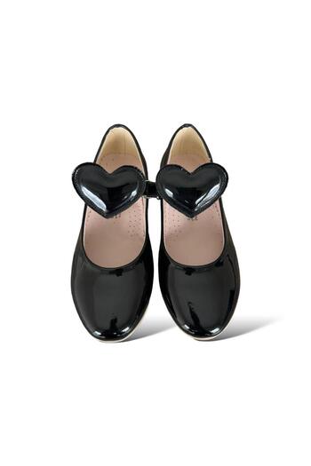 Liger Girl's Black Heart Ballerina Shoes