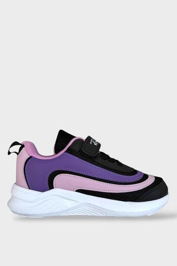 Liger Children's Lace-Up Velcro Sneakers Black - Lilac
