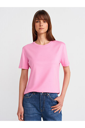 Dilvin 31791 Μπλουζάκι Crew Neck-Ροζ