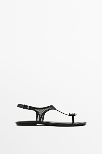 Massimo Dutti Parlak taşlı file sandalet