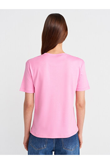 Dilvin 31791 Μπλουζάκι Crew Neck-Ροζ