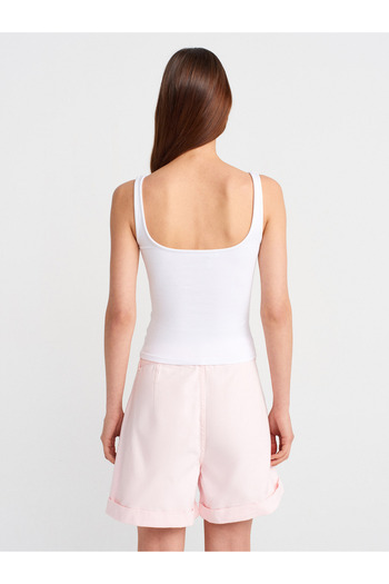 Dilvin 21057 Strappy Tank Top-White